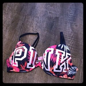 Fun pattern pink push-up bra